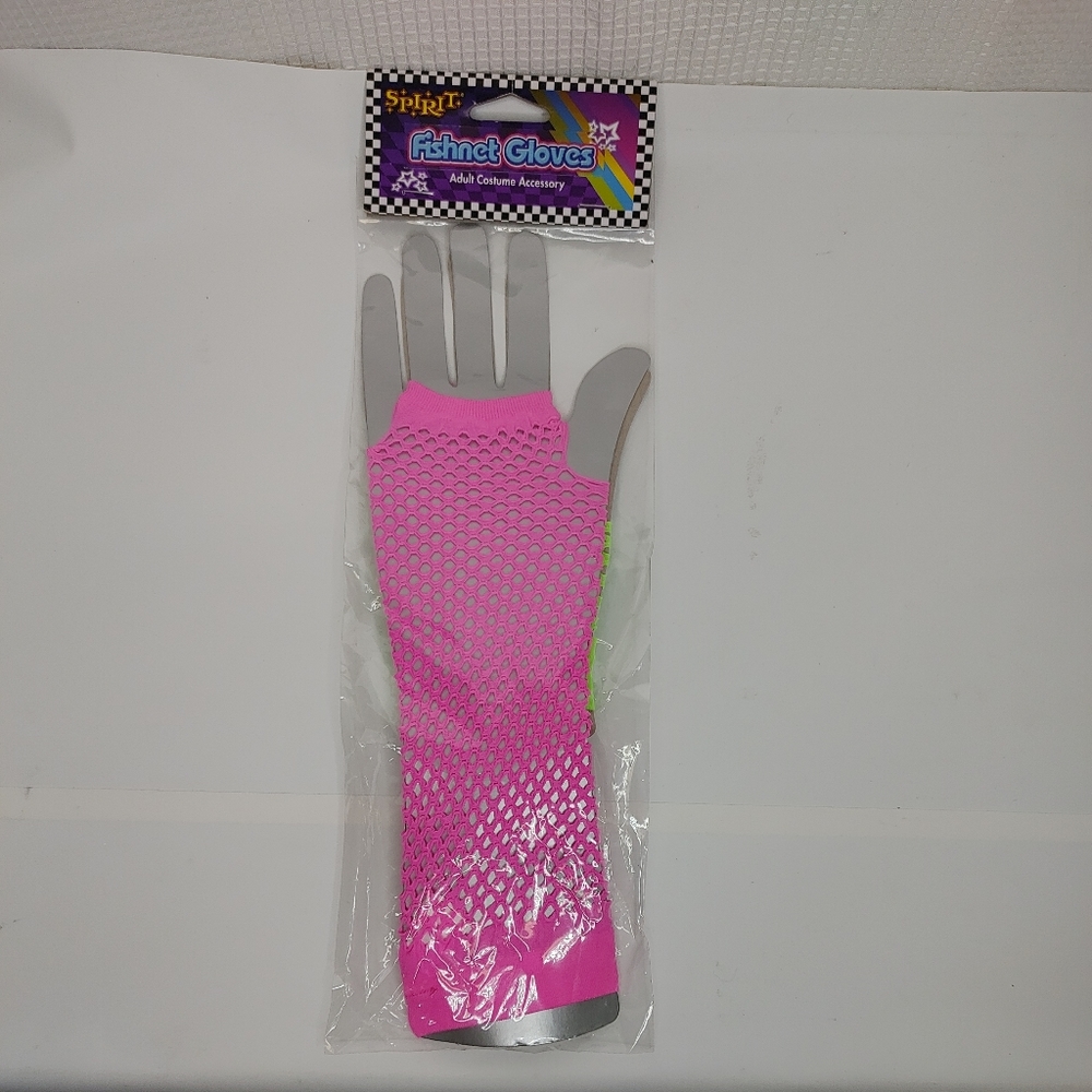 Fishnet Gloves Neon 80s Adult Costume Accessory Pink Yellow Spirit Halloween New